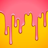 Sweet caramel candy syrup is flowing down