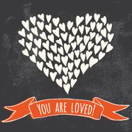 &quot;You are loved&quot; greeting card with black chalkboard background N2
