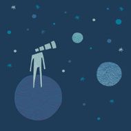 Telescope-head man looking to the stars