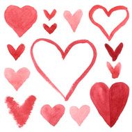 Watercolor set hearts