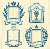 Four blue labels