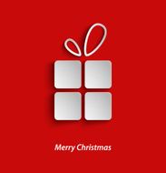 Christmas card with gift on red background