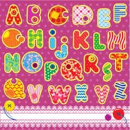 Patchwork ABC alphabet - letters are made of ornamental fabrics N2