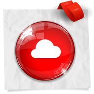Glossy round red Cloud button