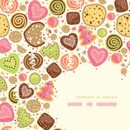Colorful cookies corner pattern background