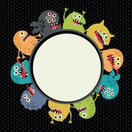 Cute monsters round banner