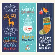 Set of Christmas and New Year&#039;s vertical banners
