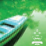 abstract color hexagon mosaic style boat on lake pattern background