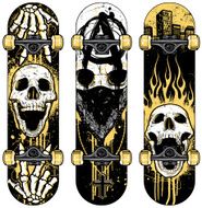 Set of Skull Themed Skateboards