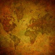 rusty world map on grunge surface