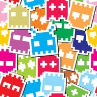Pixel monster seamless pattern