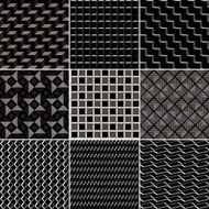 Set of Black &amp; White Geometric Seamless Patterns N2