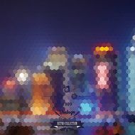 abstract hexagon mosaic style Shanghai city in night background