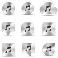 Music note Brushed Metal icons