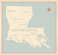 Vintage-Style Louisiana Map