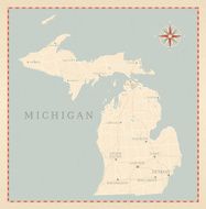Vintage-Style Michigan Map