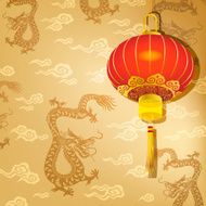 Chinese Red Lantern on Dragon Background