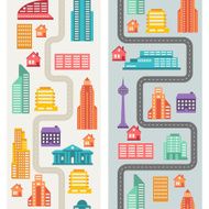 Cityscape seamless vertical banners with buildings N2
