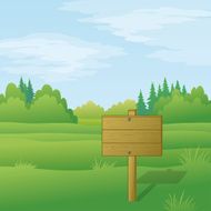 Wood sign on summer landscape N2