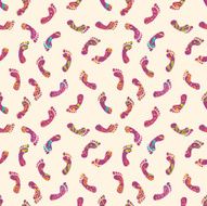 Colorful Footprints Seamless Pattern Background