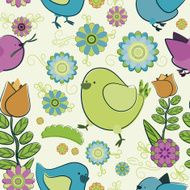 Seamless background with cartoon birds N2