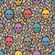Funny sugar skulls Seamless Background Hand drawn vector N2
