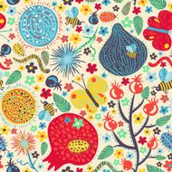 Summer pattern with fruits and insects N2