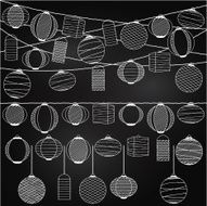 Vector Set of Chalkboard Style Hanging Paper Holiday Lanterns