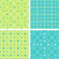 set of seamless geometrical decorative floral and polka dots pattern N2