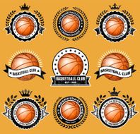 Basketball Club on Grunge Badge Set