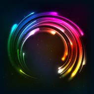 Shining rainbow neon lights circle frame N2