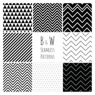 Seamless black and white geometric background set N7