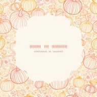 Vector thanksgiving line art pumkins circle frame seamless pattern background