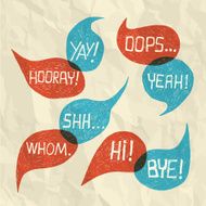Hand drawn speech bubble set with short phrases - illustration N4