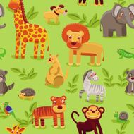 vector seamless pattern with cartoon animals N6