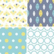 Four abstract fun motives seamless patterns set N2