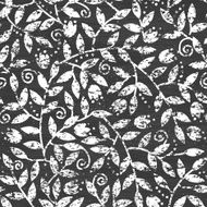 Chalk leaves blackboard seamless pattern background