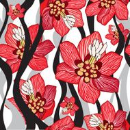 Flowers seamless wave pattern