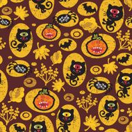 Seamless Halloween texture with black cat