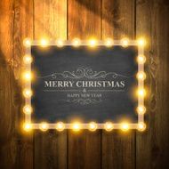Christmas Lights on Chalkboard and Wooden Wall