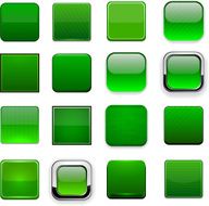 Green square high-detailed modern web buttons