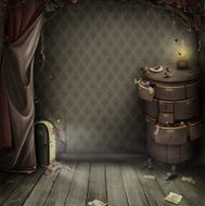 Room with a small door and the magic chest