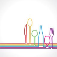 Label for restaurant with kitchen utensils vector N2