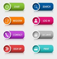Colored set rectangular web buttons template