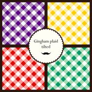 Set of tilted gingham plaid patterns