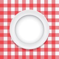 vector red picnic tablecloth and empty plate N2