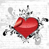 Abstract Peeling Heart on Grunge Background