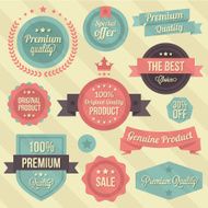 Vector Vintage Badges and Ribbons Set N2