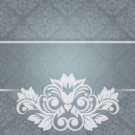 Blue Damask Background With Pattern And Frame - Illustration