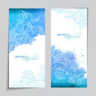 Abstract Vector Watercolor Blue Banners N2
